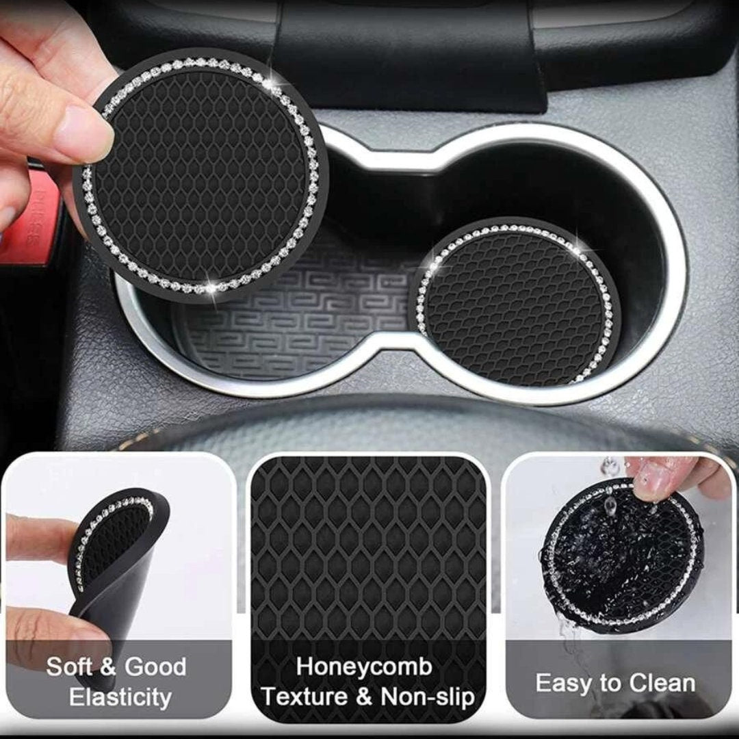 Car Cupholder Rhinestone Coasters (2)