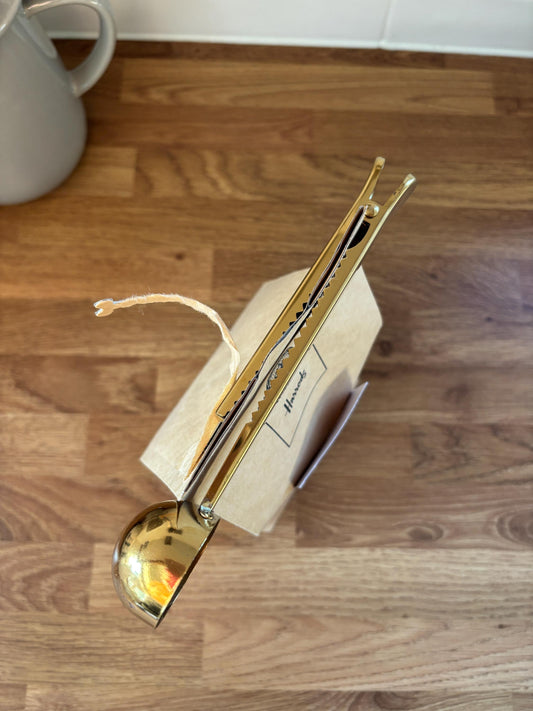 Gold coffee scoop and bag clip