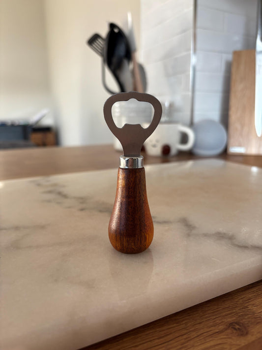 Wooden handle bottle opener