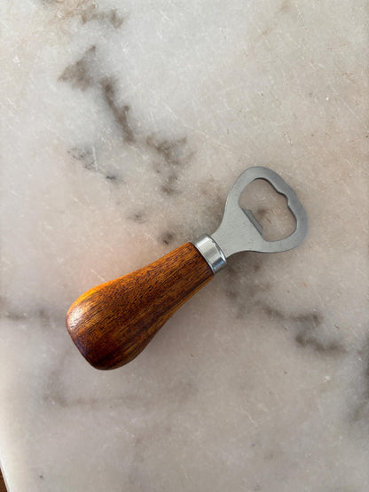 Wooden handle bottle opener