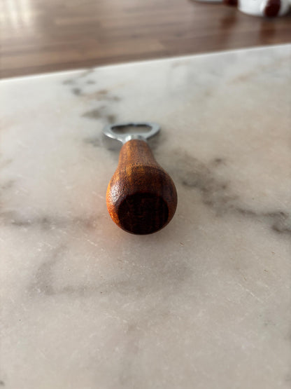 Wooden handle bottle opener