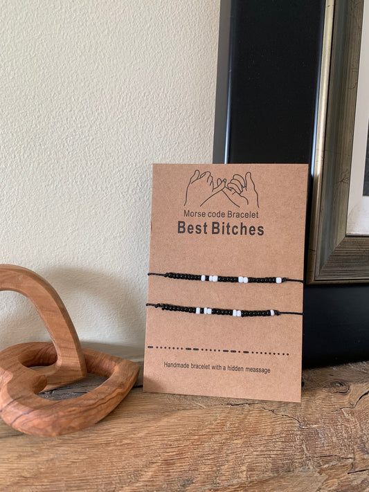 Best B*tches Morse Code Bracelet Set