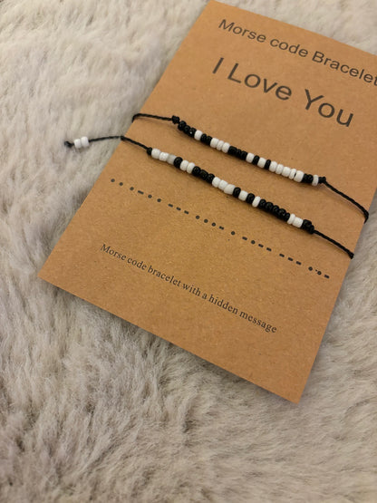 'I Love You' Morse Code Bracelet Set